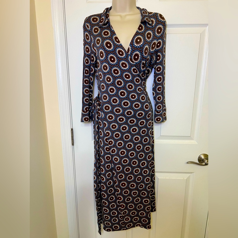 Boden vintage Y2K geometric floral jersey wrap dress size 8